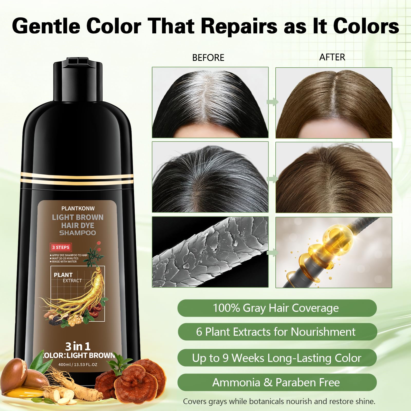 Plantkonw being applied to wet hair demonstrating simple at-home use