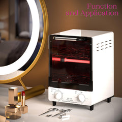 Plasdent sterilizer open with two trays inside for organized tool processing