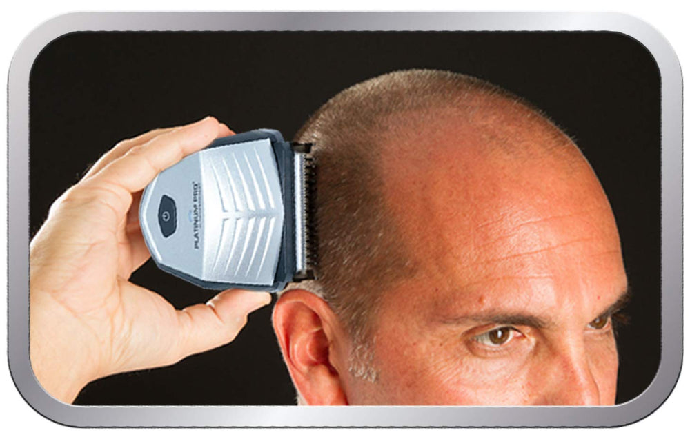 Platinum Pro held in hand highlighting ergonomic grip for steady trimming benefit