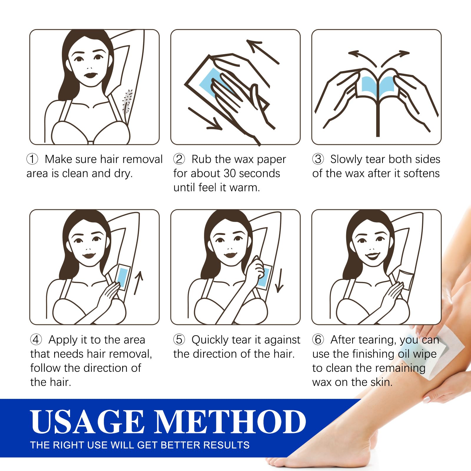 PLAYQUEEN facial strip applied to upper lip for precise hair removal