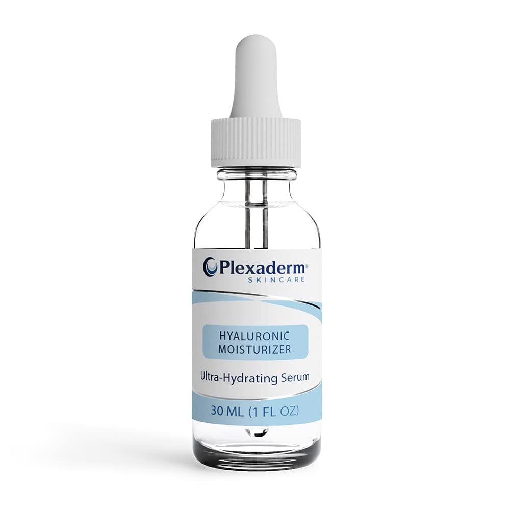 Plexaderm bottle front view highlighting clean packaging and hydration benefits