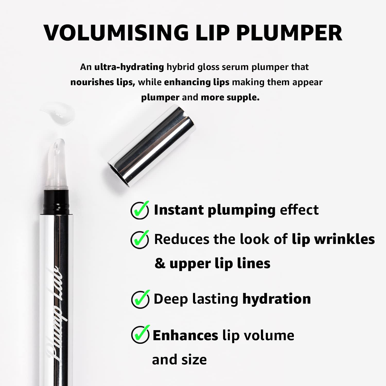 Plump Lab applicator detail illustrating precise application and clean tip