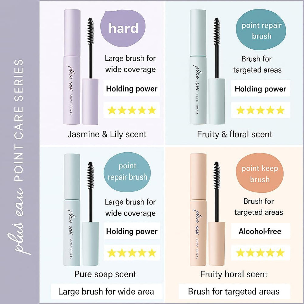Plus eau applied on hairline smoothing baby hairs for neat, polished edges