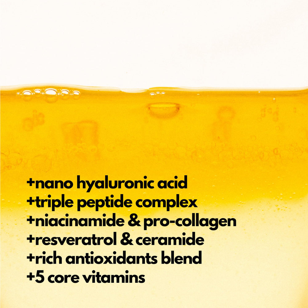 PLUXOS 47 with ingredient bottles highlighting peptides and antioxidants benefit