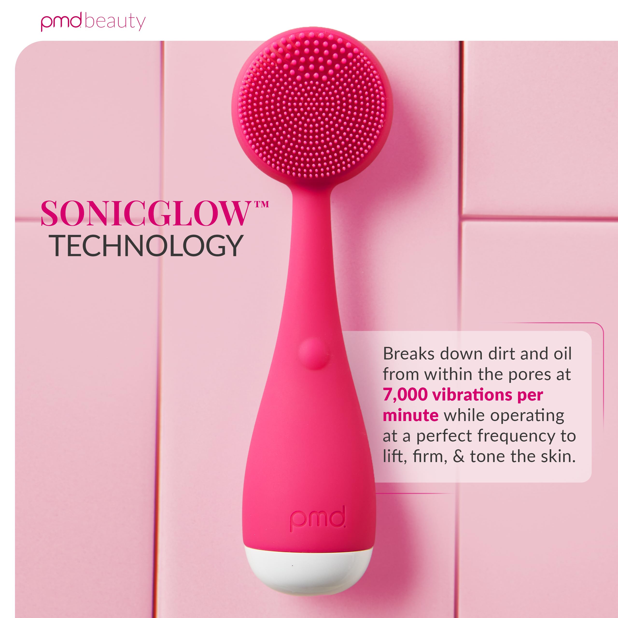 PMD Beauty silicone bristles close-up highlighting hygienic texture benefit