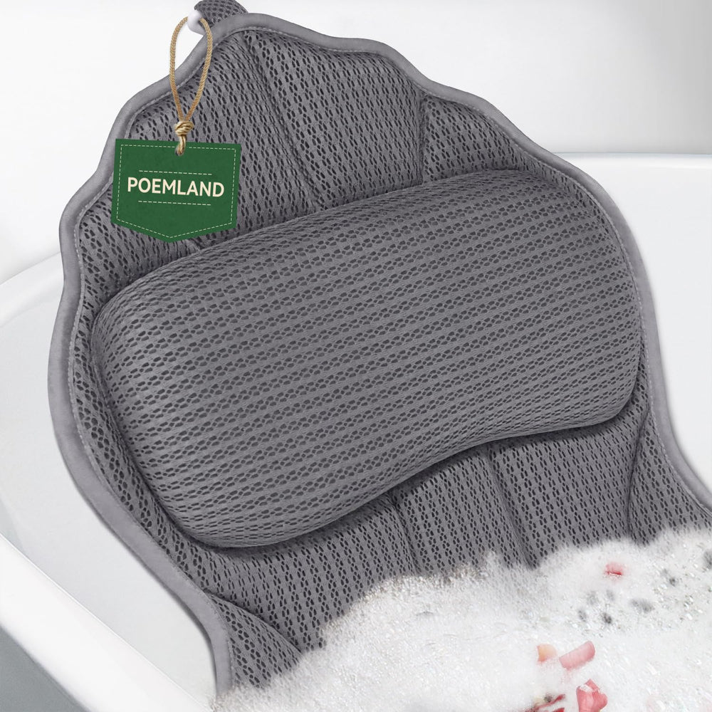 Poemland bath pillow front view showing ergonomic shape and comfort