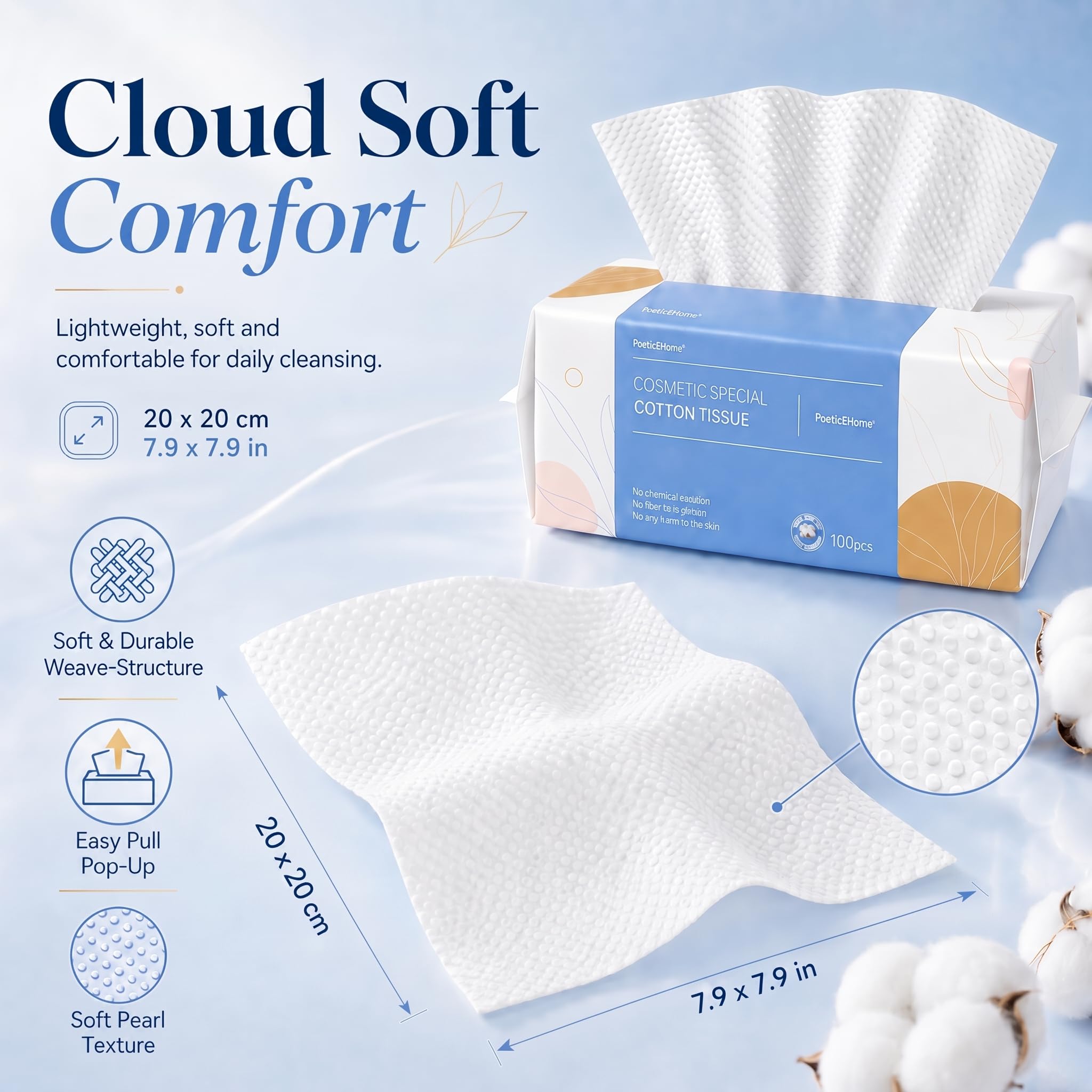 PoeticEHome single towel unfolded showing soft, cloth-like surface