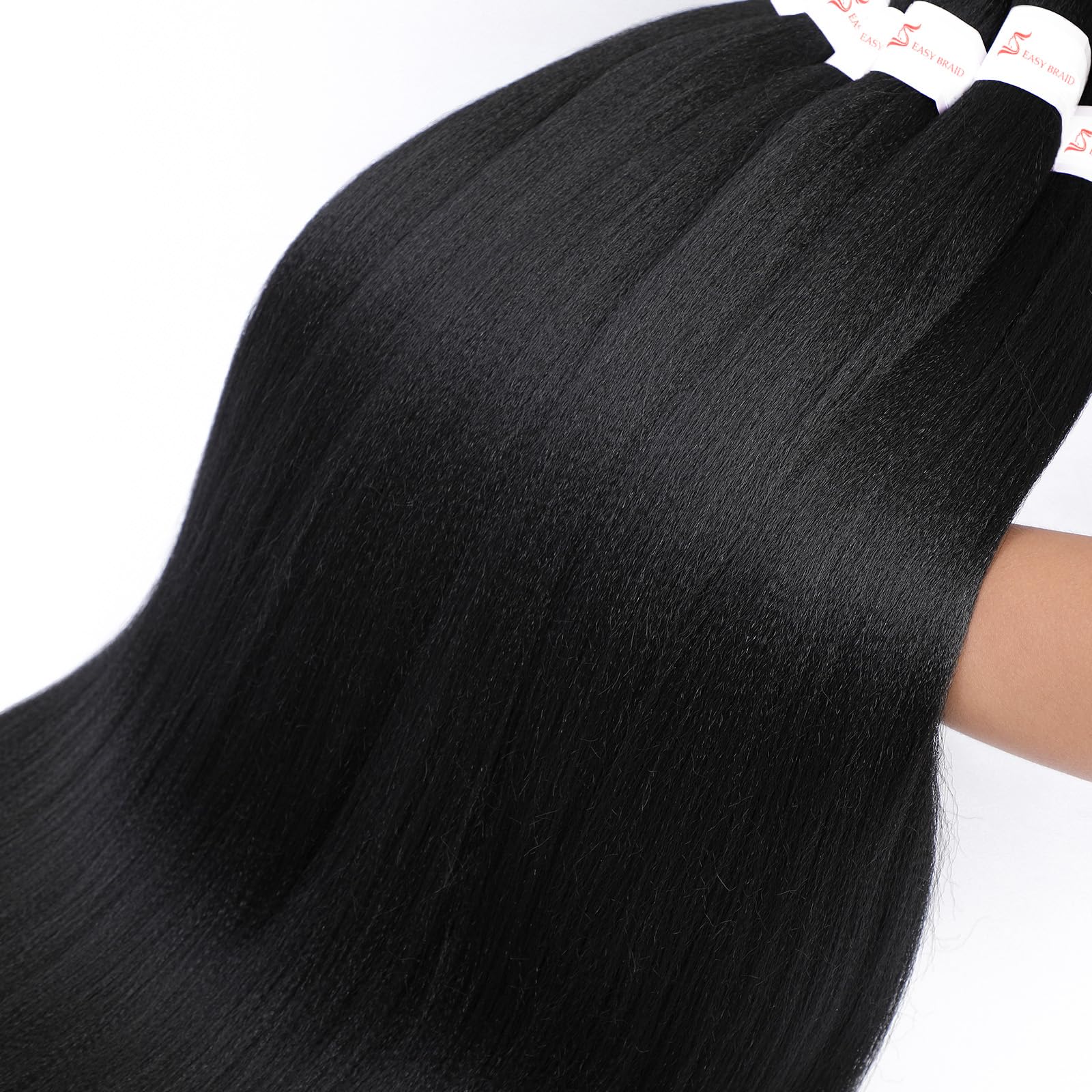 Pofworld braiding hair next to tape measure showing 20 inch length for accurate sizing