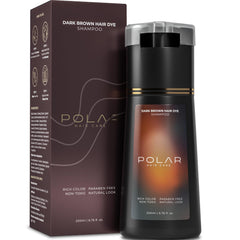 POLAR HAIR CARE bottle front showing dark brown shampoo for easy color refresh