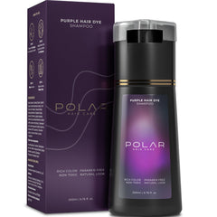 POLAR HAIR CARE front bottle showing product and brand, highlights easy purple toning