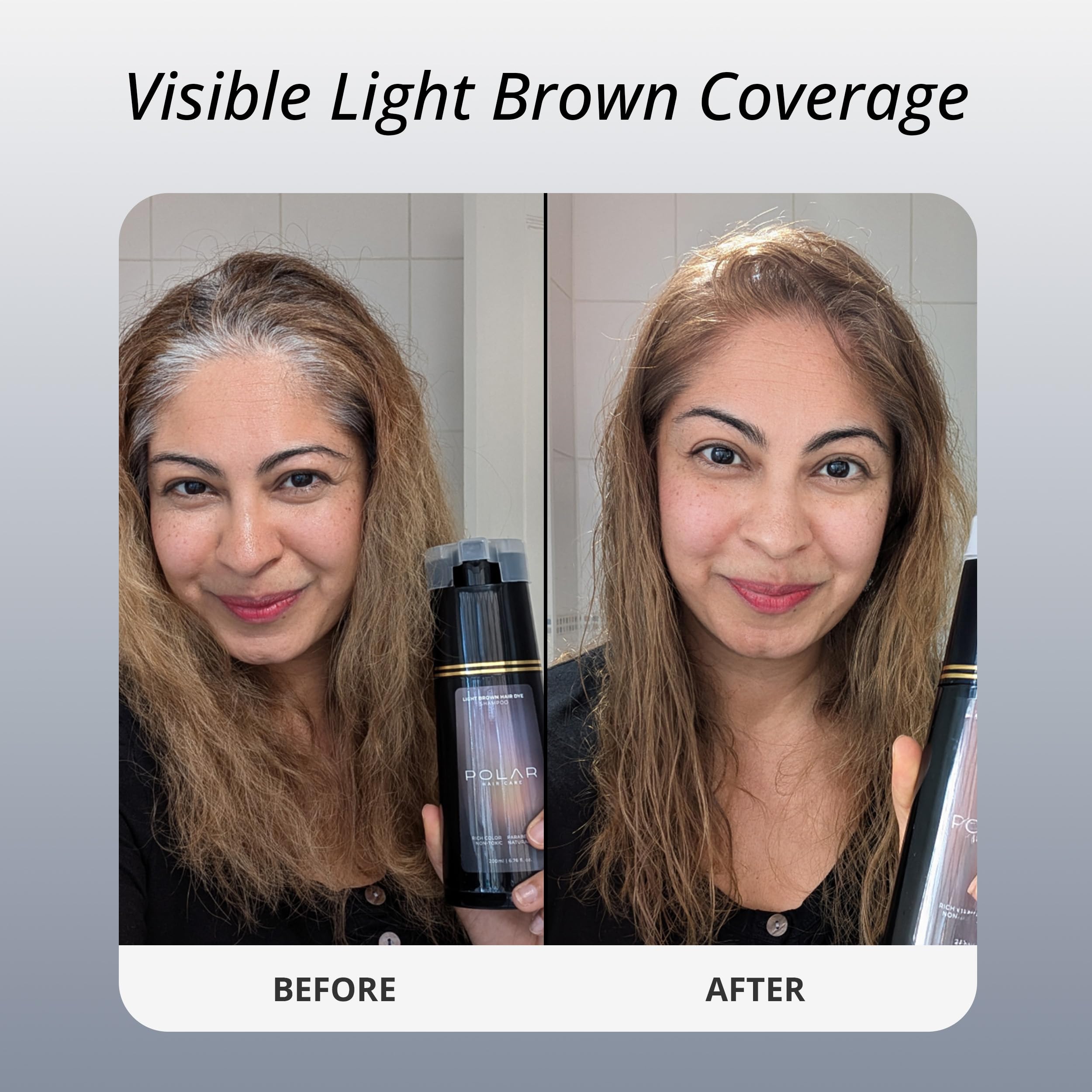 POLAR HAIR CARE pump close-up highlighting easy dispense and controlled application benefit