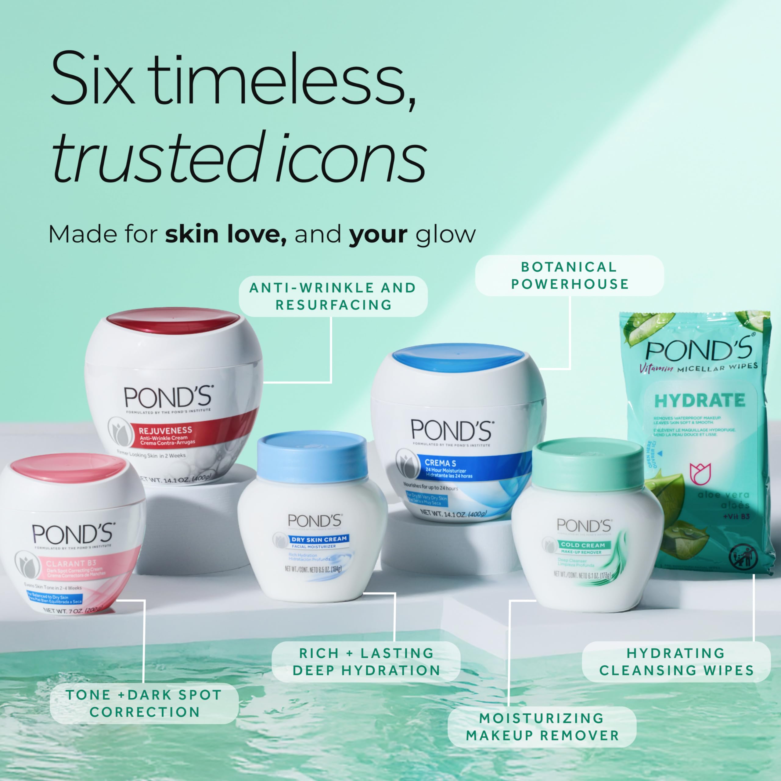 POND'S cream on bathroom counter as part of nighttime routine benefit