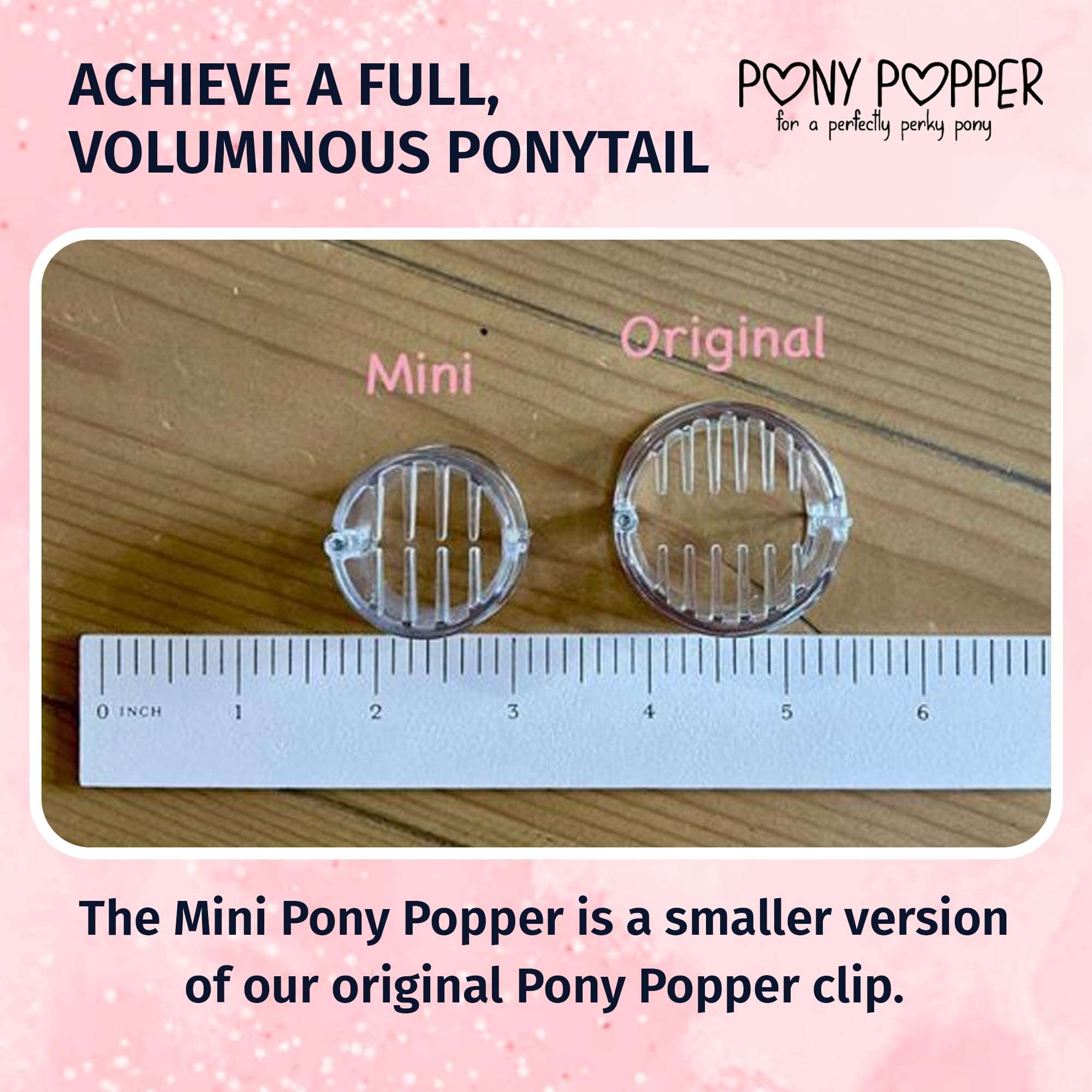 Before and after hair images with Pony Popper showing fuller ponytail result