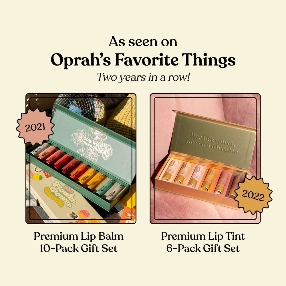 Poppy & Pout lifestyle flatlay with tubes and accessories showing gift-ready presentation