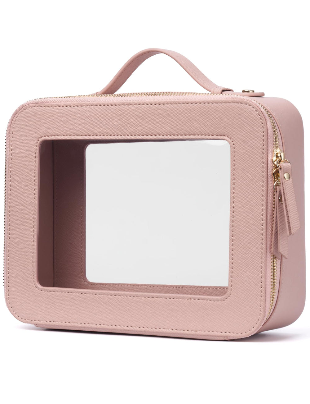 Popvibe front view showing transparent bag and pink trim for fast packing