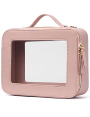 Popvibe front view showing transparent bag and pink trim for fast packing