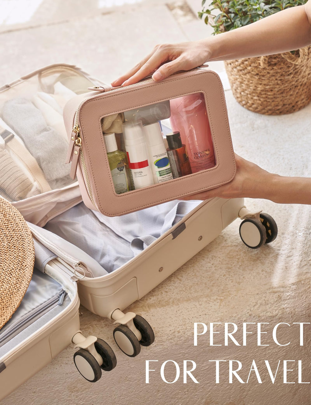 Popvibe placed in suitcase for travel-ready convenience and quick access