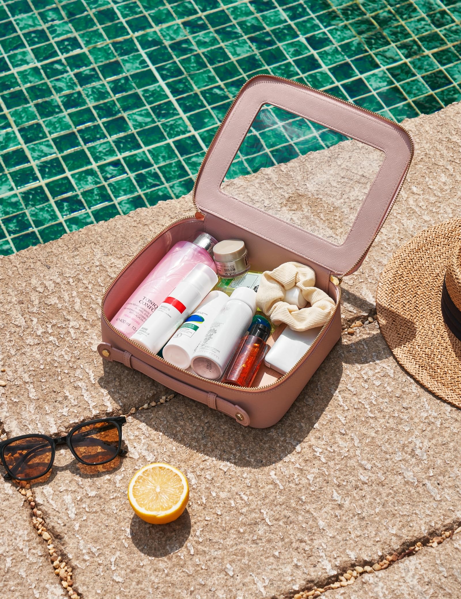 Popvibe wiping surface clean to show water-resistant, low-maintenance benefit