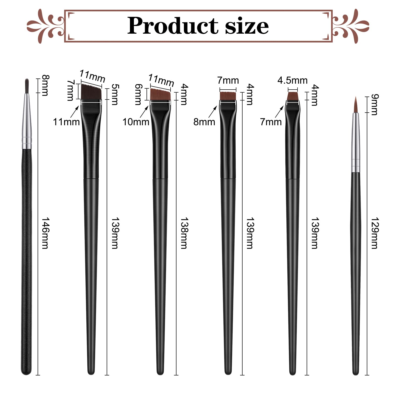 Potchen small and medium flat brushes detail for tightlining and shading