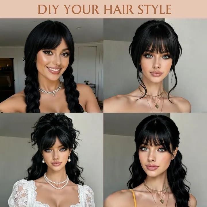 POUWENEY side profile illustrating natural drape and face-framing bangs for balance