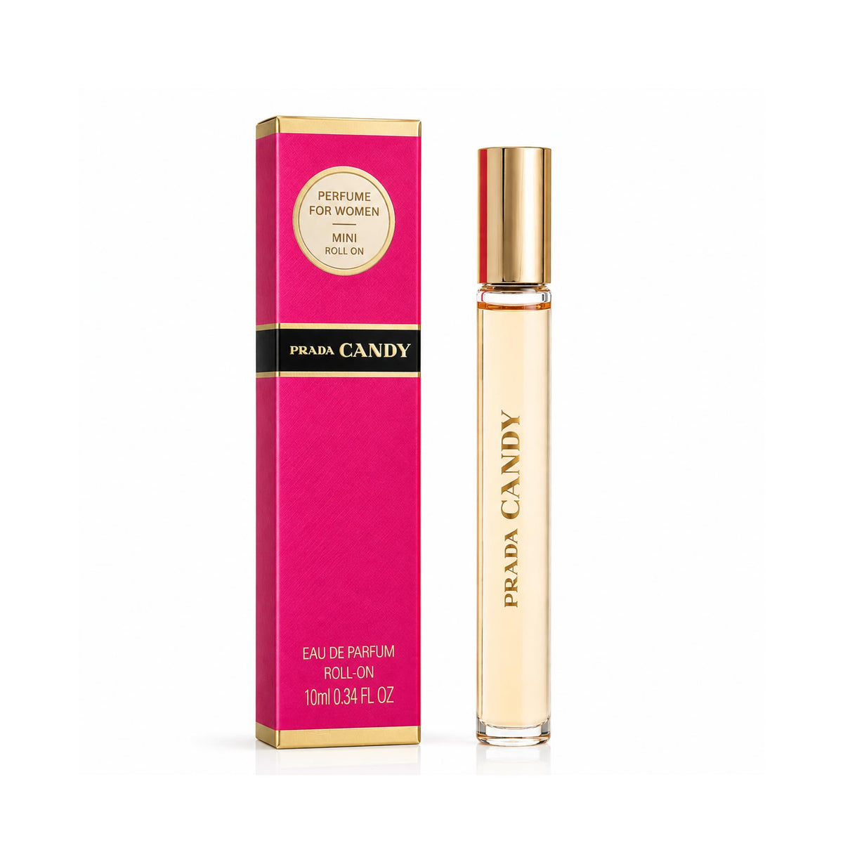 Prada Candy front view showing compact travel bottle and elegant design benefit portability