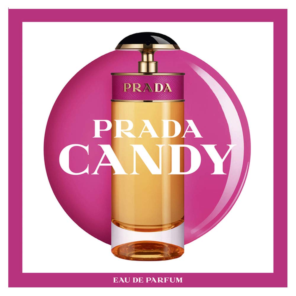 Prada Candy beside a ruler showing 2.7 oz scale for size confirmation and purchase confidence