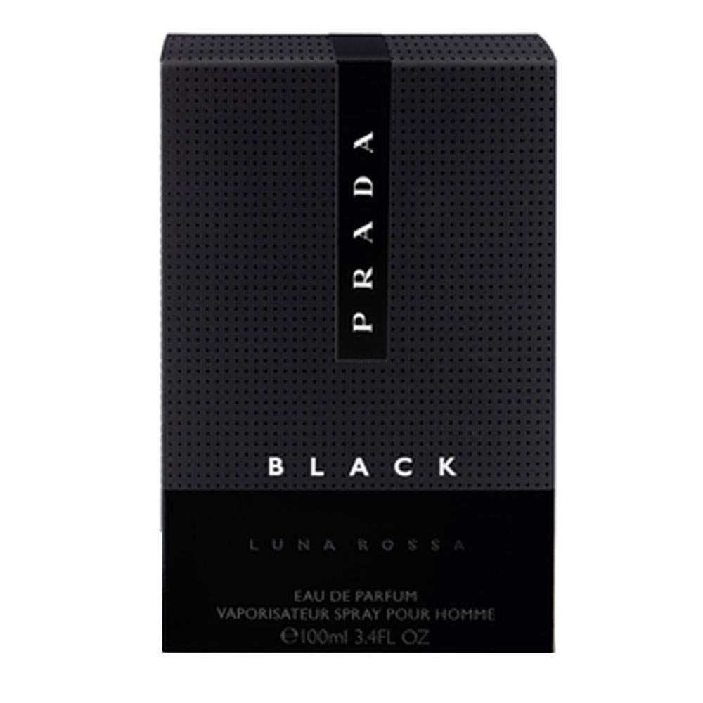 Prada Luna Rossa Black bottle with packaging highlighting premium presentation