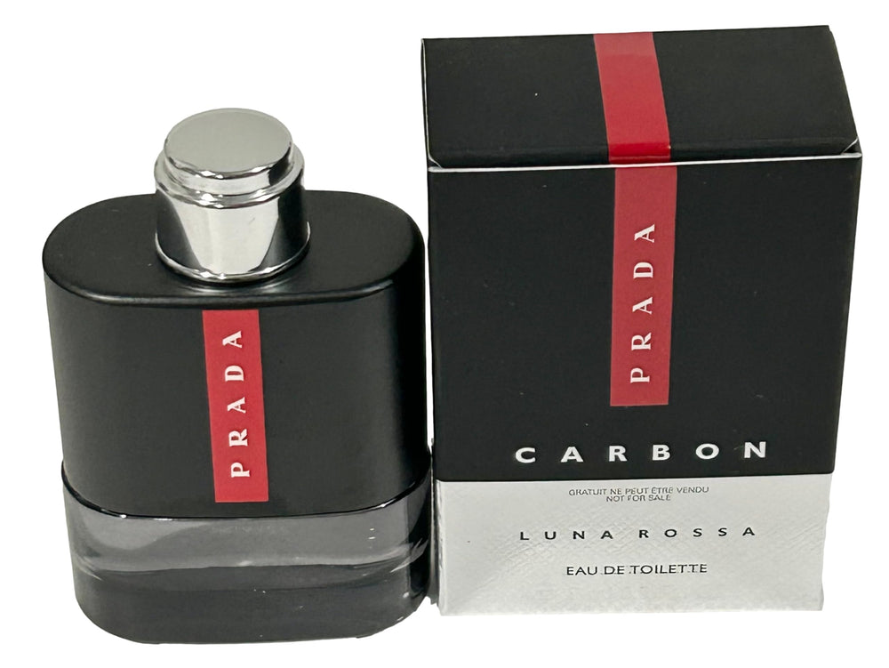 Prada Luna Rossa Carbon mini on bathroom counter for quick refresh benefit