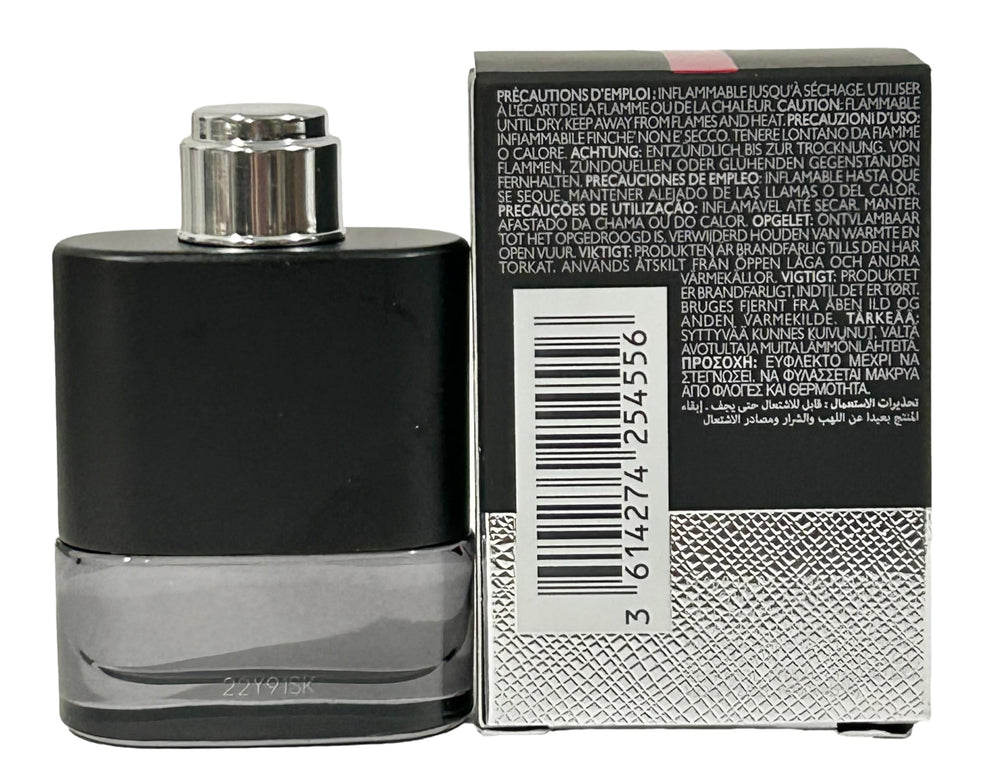 Prada Luna Rossa Carbon mini next to coin showing 9 ml compact size benefit