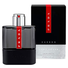 Prada Luna Rossa Carbon spray action demonstrating easy application and fine mist