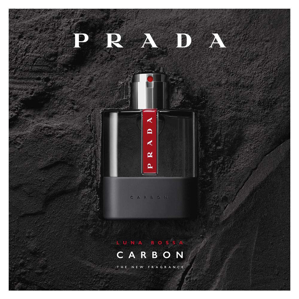 Prada Luna Rossa Carbon textured ingredients shot with coal and patchouli for depth