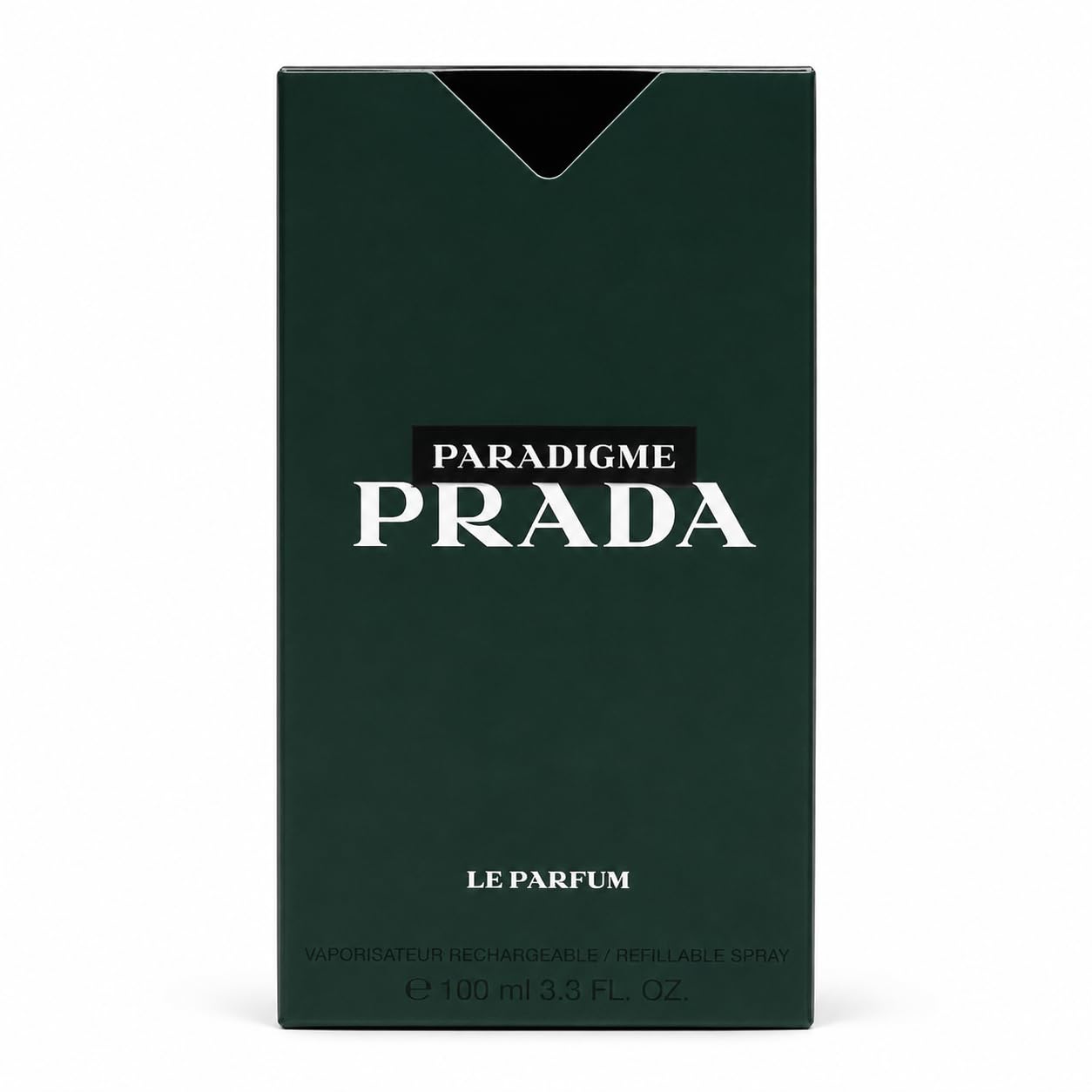Prada Paradigme close-up cap detail illustrating quality packaging and secure seal
