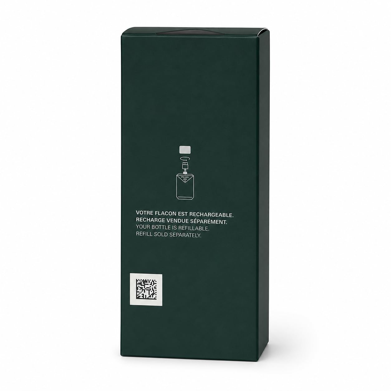 Prada Paradigme scale with 3.3 oz bottle for size reference and portability