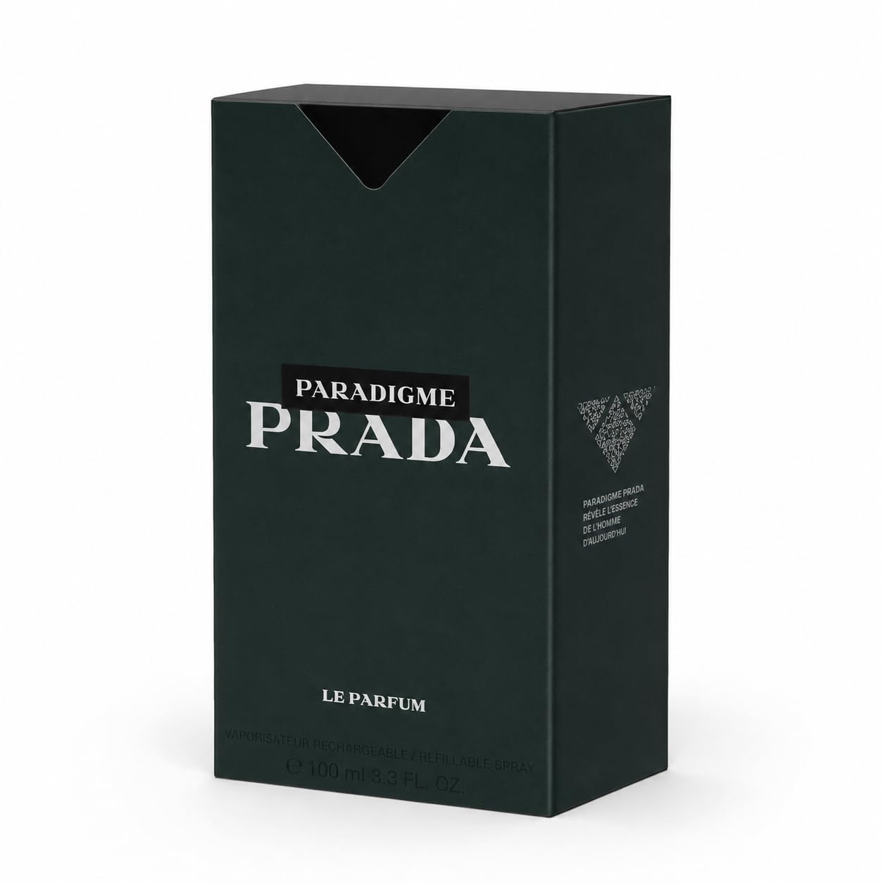 Prada Paradigme spray in hand demonstrating easy application and travel benefit
