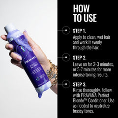 Close-up of Pravana shampoo lather with purple tint, shows toning texture