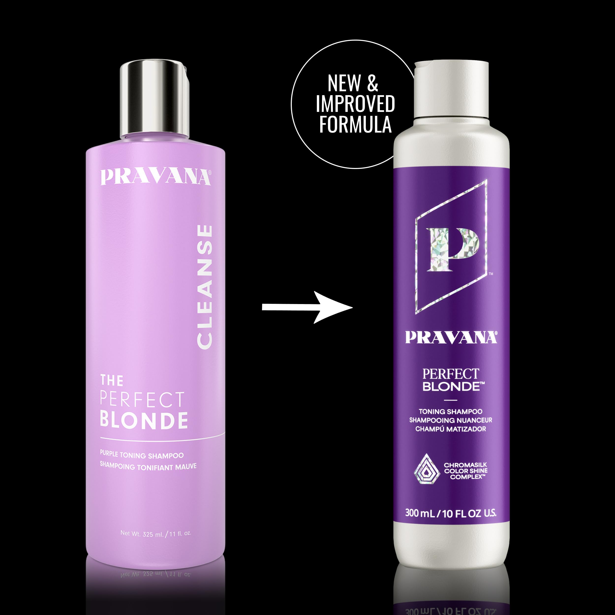 Styled blonde hair after Pravana use, shows enhanced shine and cool tone