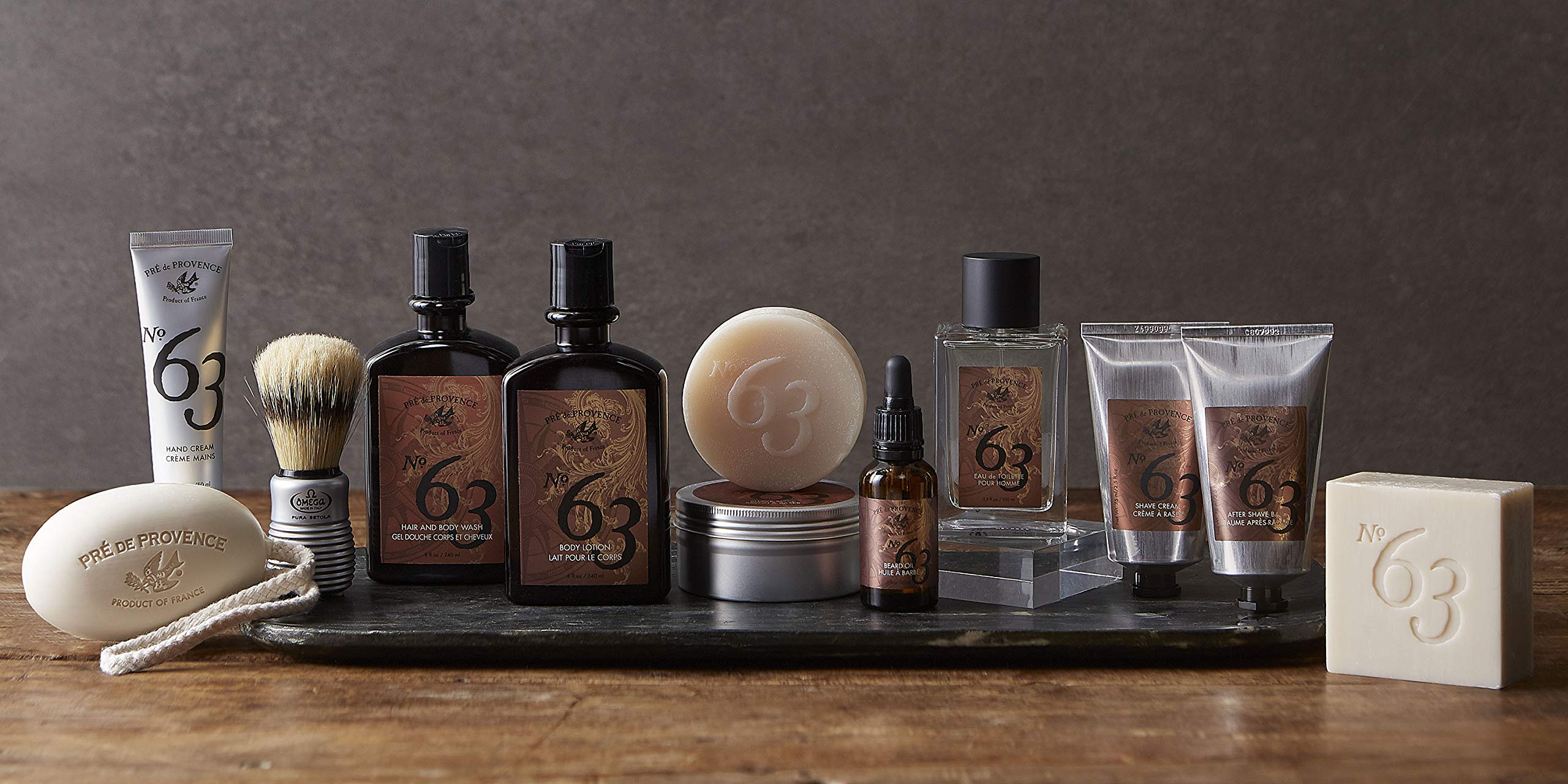 Pre de Provence bottle on bathroom shelf conveying everyday grooming routine benefit