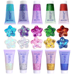 Prehot front packaging showing all ten glitter gel tubes and color variety for events