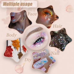 Prehot glitter used as hair highlight adding sparkle and movement under lights