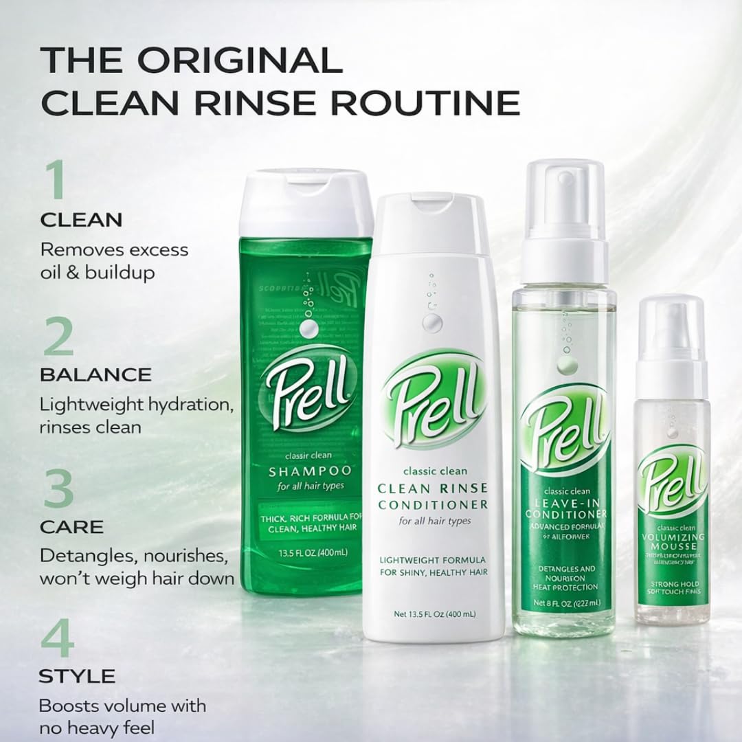 Prell lifestyle bathroom counter displaying product in a daily routine setting