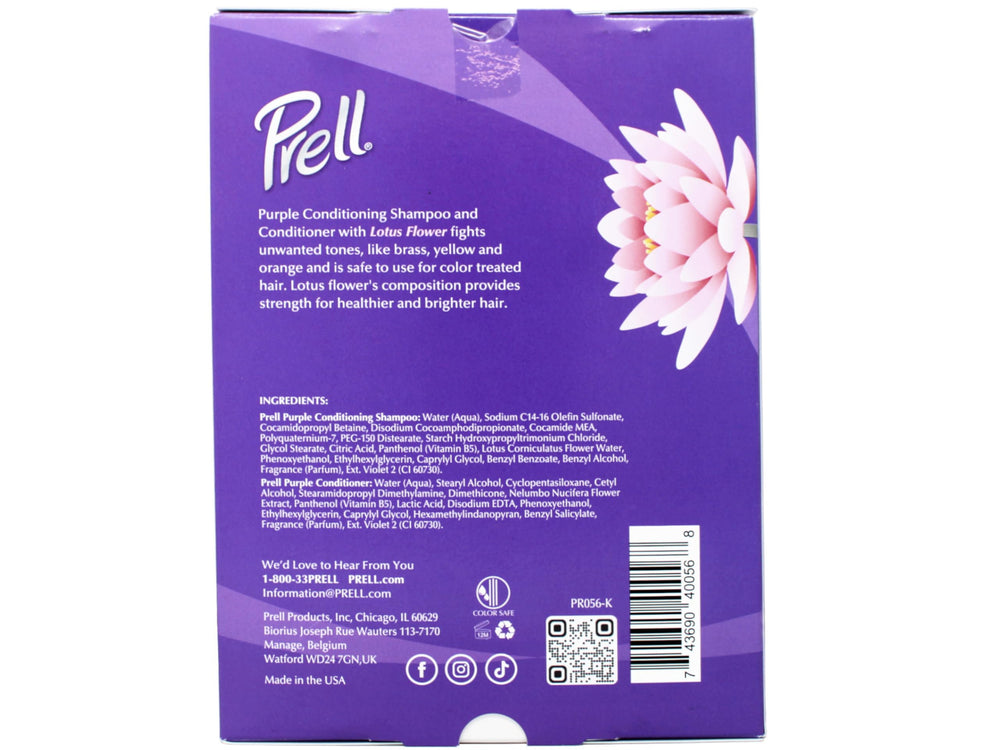 Prell purple conditioner label close-up showing hydrating system