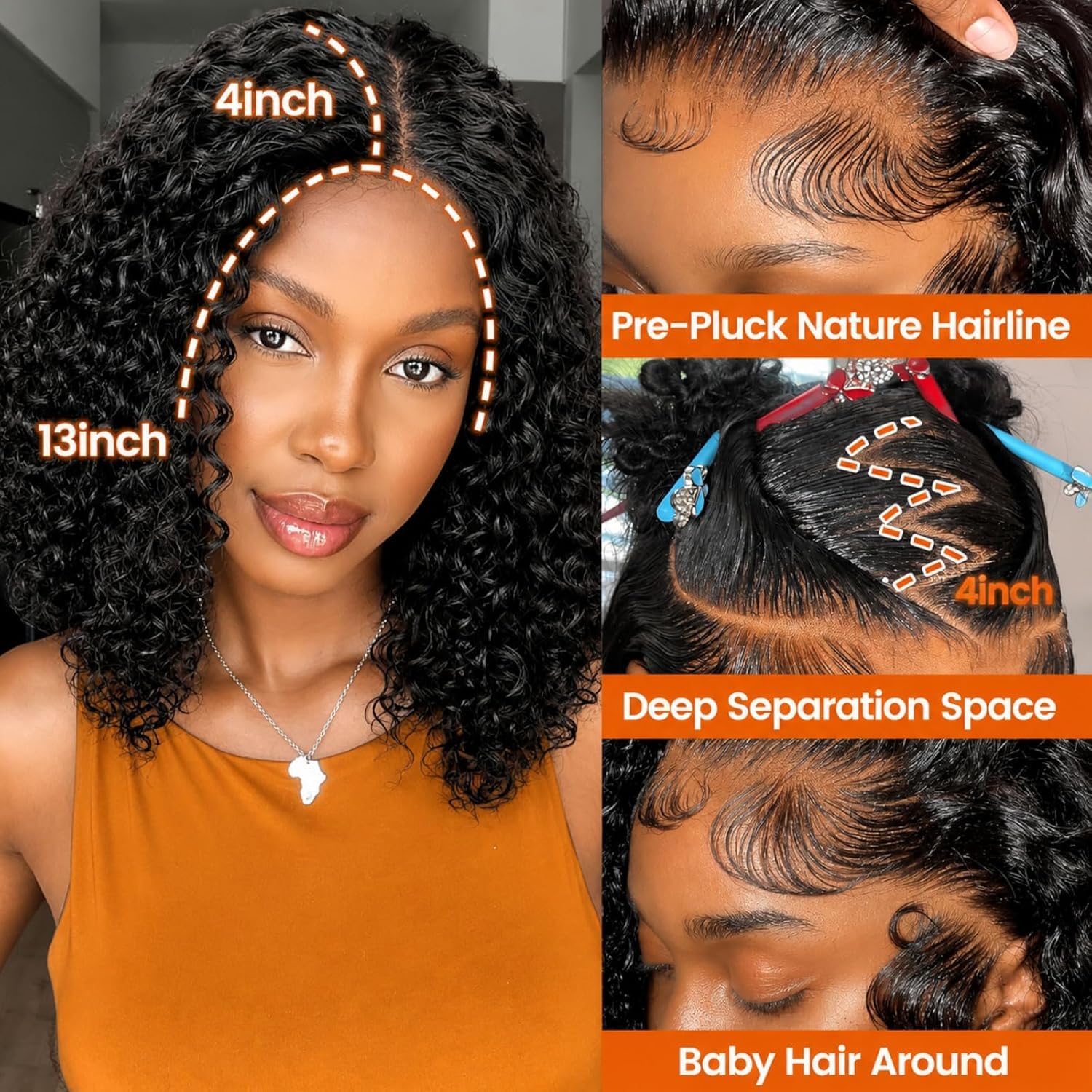 PREMAY close-up of HD transparent lace frontal for seamless blending benefit