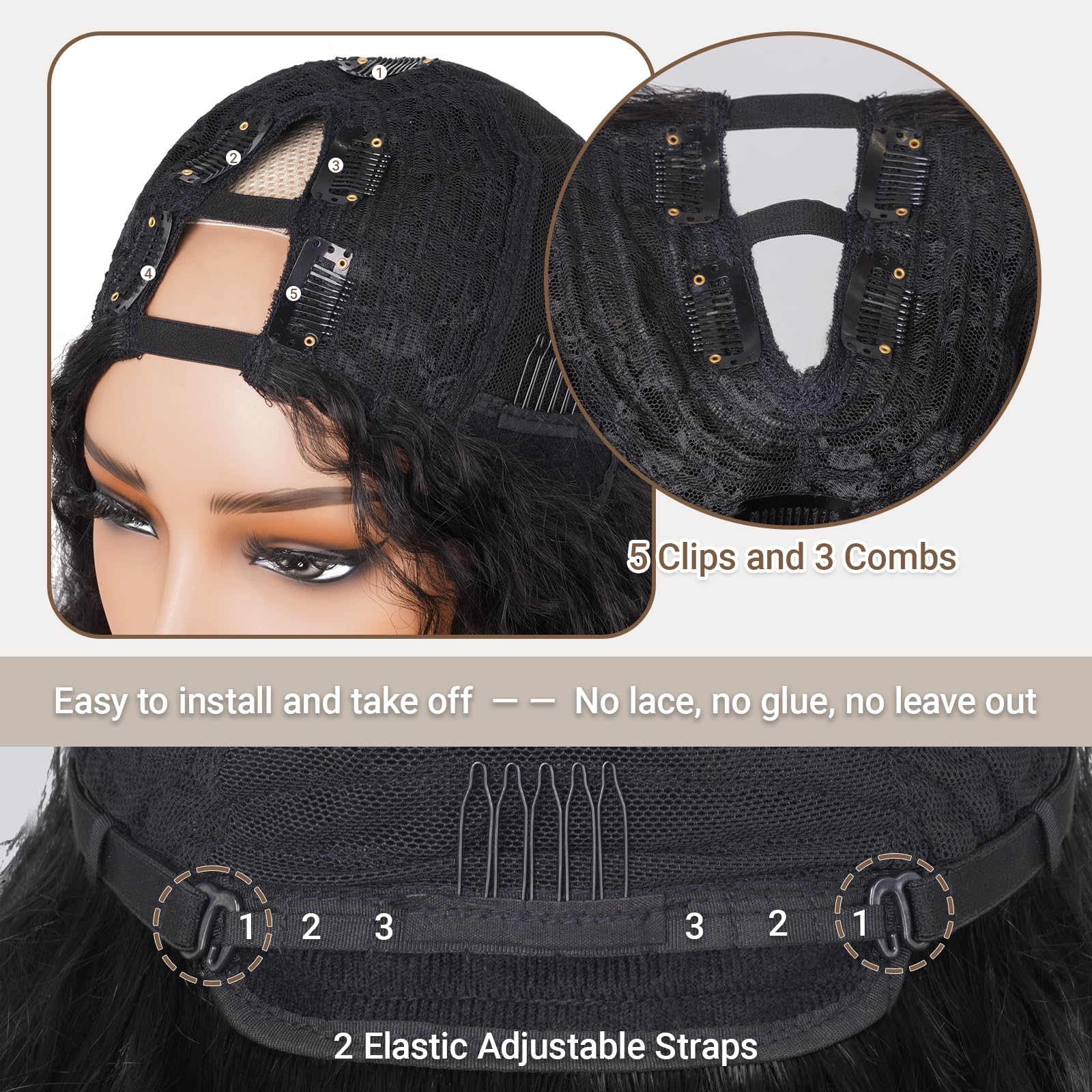 PREMPO cap interior details showing combs and straps for secure fit
