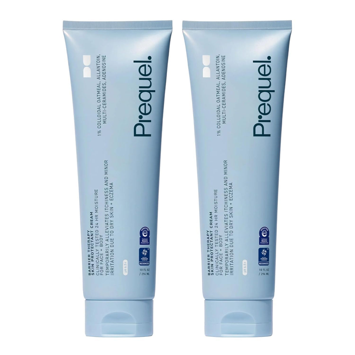 Prequel front packaging showing two cream tubes for easy identification and convenience