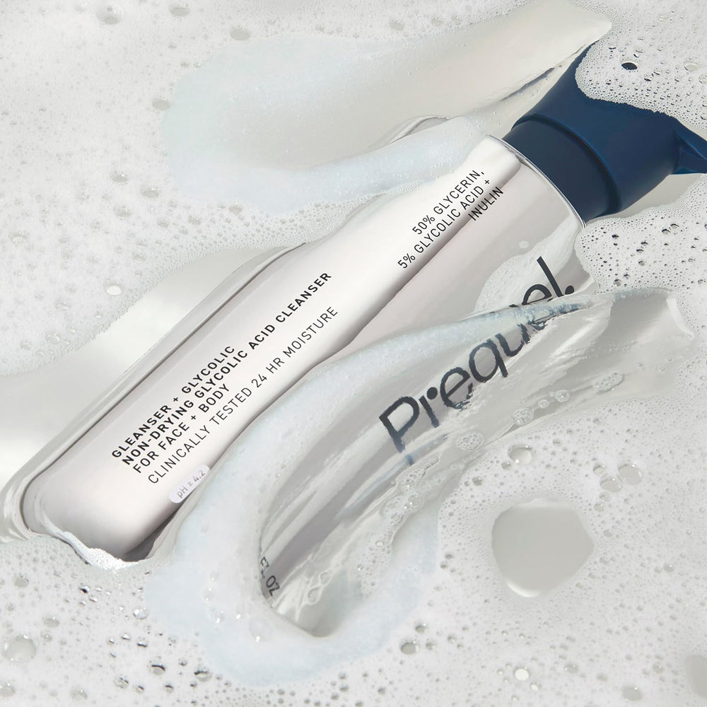 Prequel glycolic two-pack bottles side-by-side illustrating consistent supply benefit