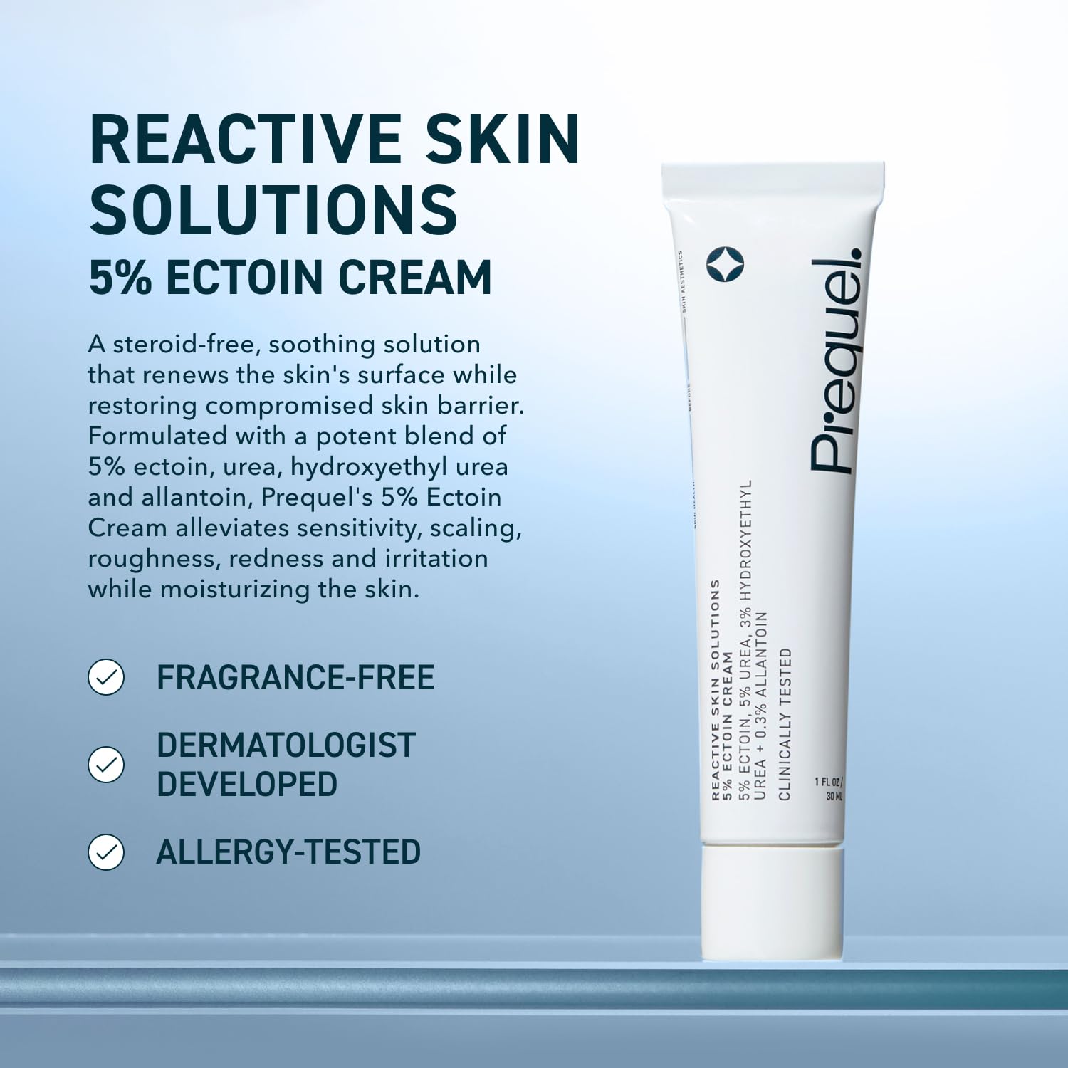 Prequel jar open revealing cream texture for fast-absorbing hydration
