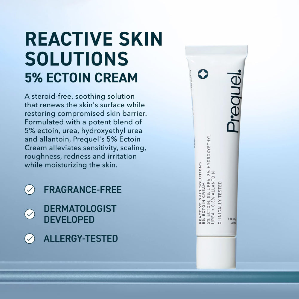 Prequel jar open revealing cream texture for fast-absorbing hydration