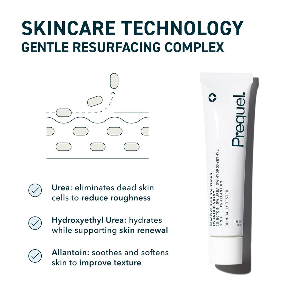 Prequel moisturizer applied to hands demonstrating soothing hydration
