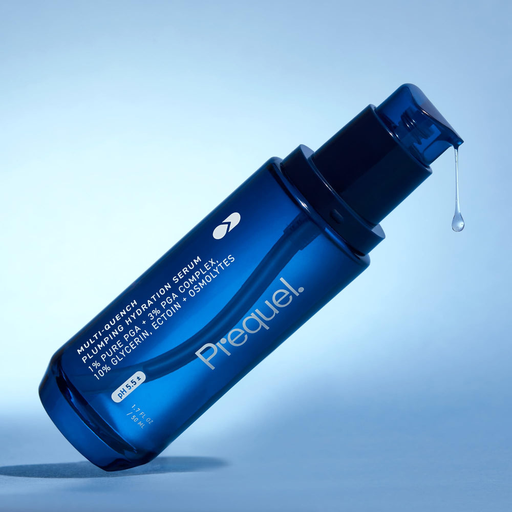 Prequel serum staged beside moisturizer to show layering and enhanced hydration