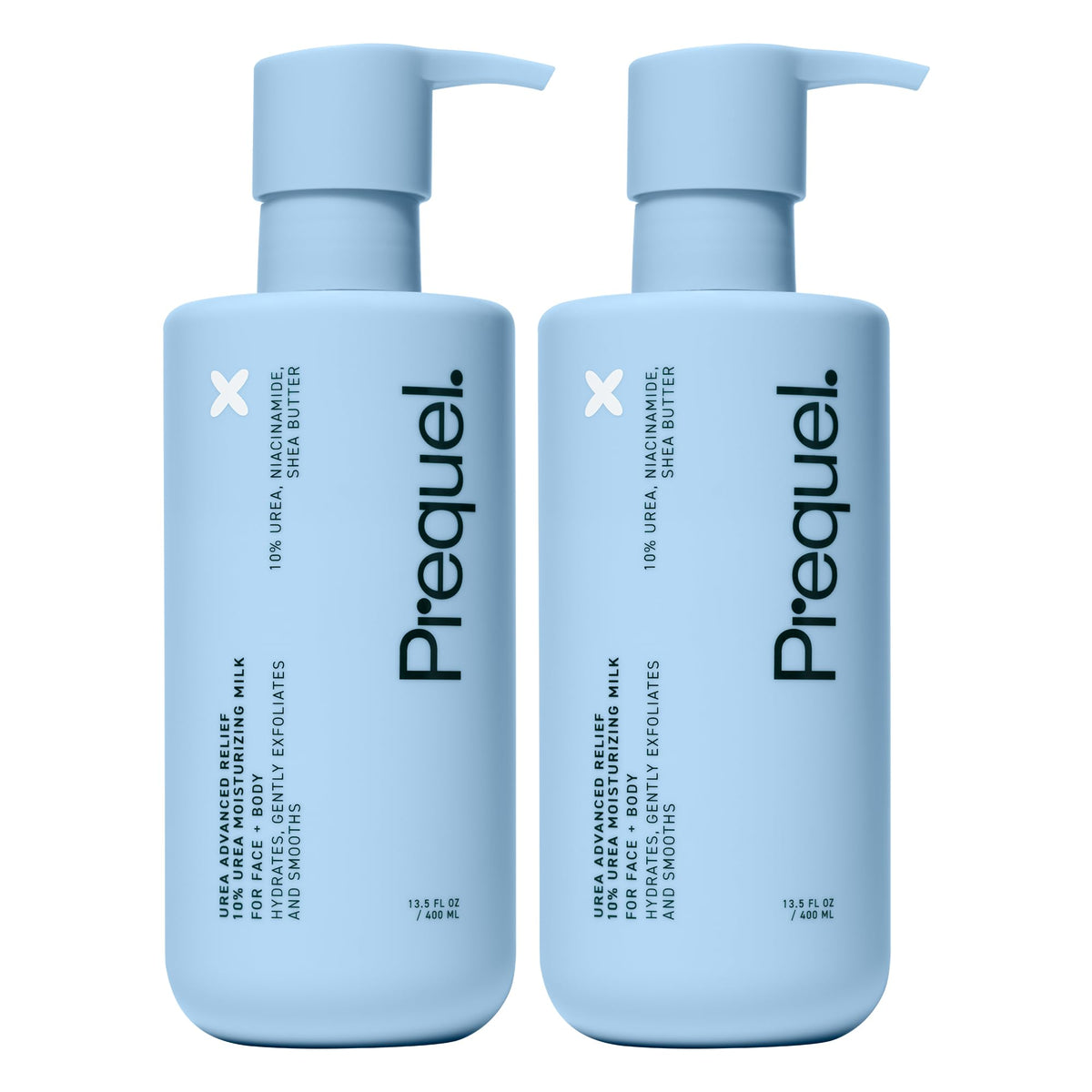 Prequel bottle front pump showing clean label and unscented benefit